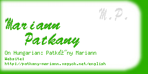 mariann patkany business card